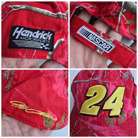 Nascar Jeff Gordon Hat #24 Red Pink Realtree Camo One Size Hendrick Racing Cap - Picture 9 of 10